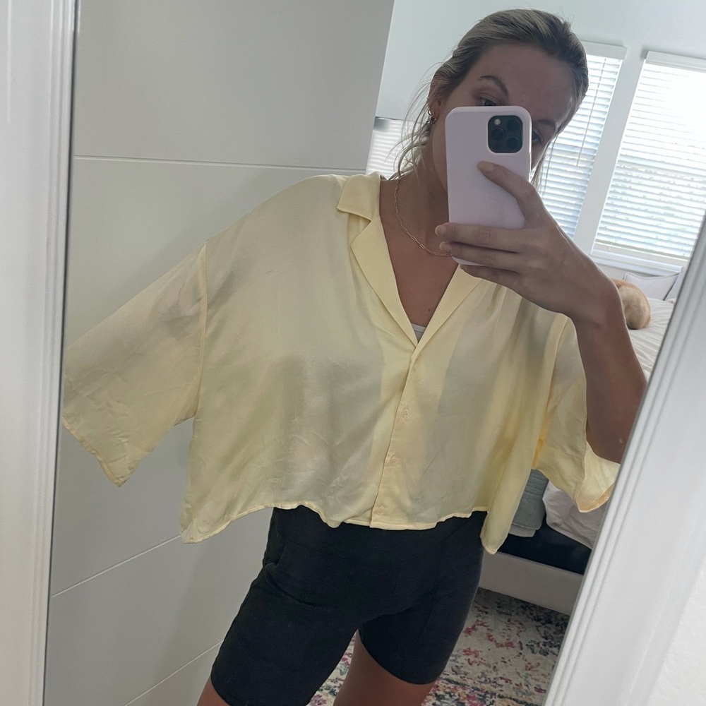 Zara yellow silk boxy top